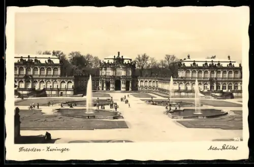 AK Dresden, Zwinger, Springbrunnen im Hof