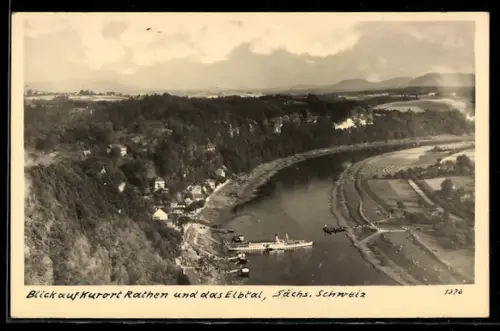 AK Rathen /Sächsische Schweiz, Ortsansicht mit Elbtal