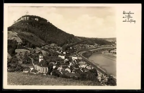 AK Königstein a. d. Elbe, Blick zur Festung
