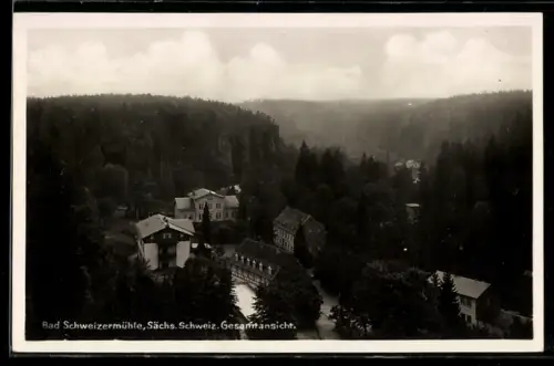 AK Bad Schweizermühle /Sächs. Schweiz, Ortsansicht mit Wald