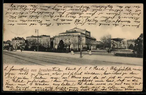 AK Dresden-Neustadt, Partie am Albertplatz