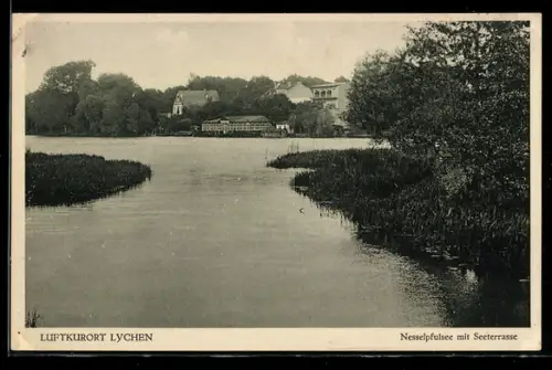 AK Lychen, Nesselpfuhlsee mit Seeterrasse