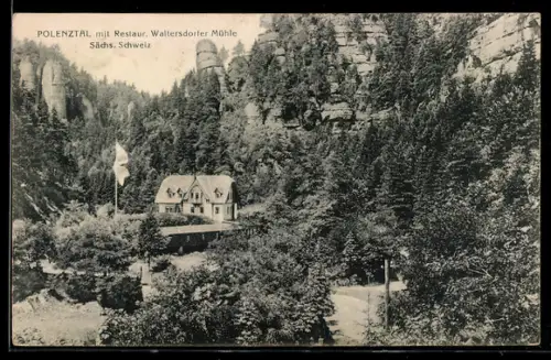 AK Polenztal /Sächsische Schweiz, Restaurant Waltersdorfer Mühle
