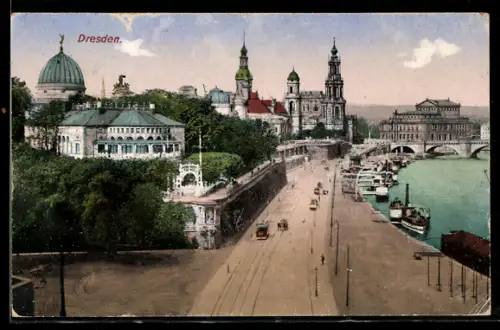 AK Dresden, Belvedere und Strassenbahn