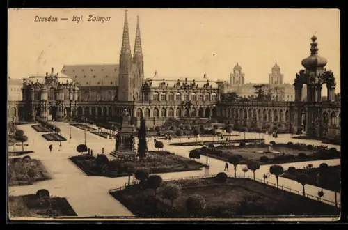 AK Dresden, Kgl. Zwinger mit Gartenanlage