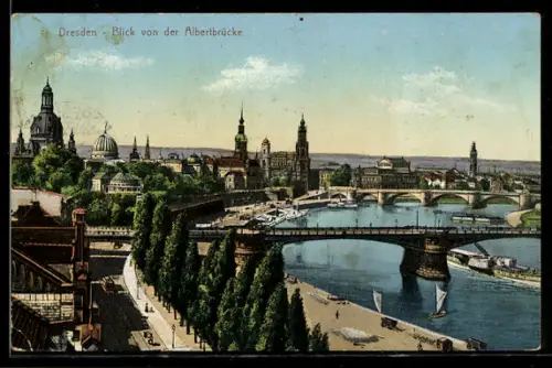AK Dresden, Blick von der Albertbrücke