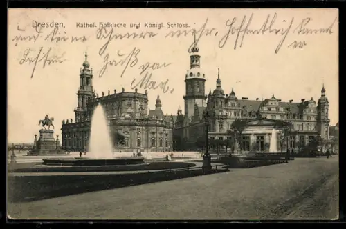 AK Dresden, Katholische Hofkirche und Königliches Schloss