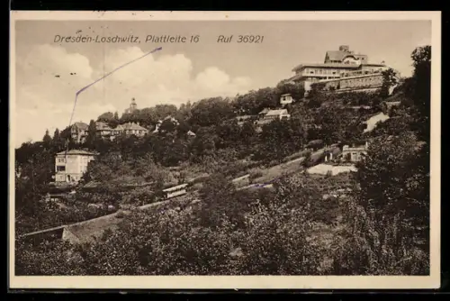 AK Dresden-Loschwitz, Plattleite 16, Blick in den Ort