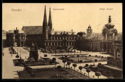 AK Dresden, Sophienkirche und Königl. Zwinger