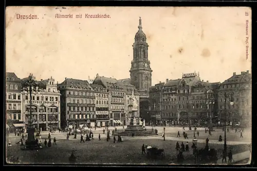 AK Dresden, Altmarkt mit Kreuzkirche