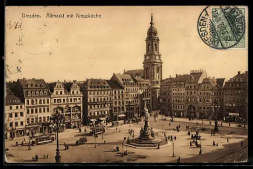 AK Dresden, Altmarkt mit Kreuzkirche