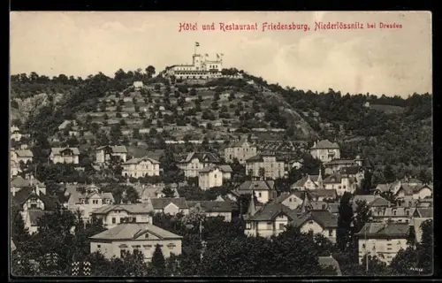 AK Niederlössnitz bei Dresden, Hotel und Restaurant Friedensburg