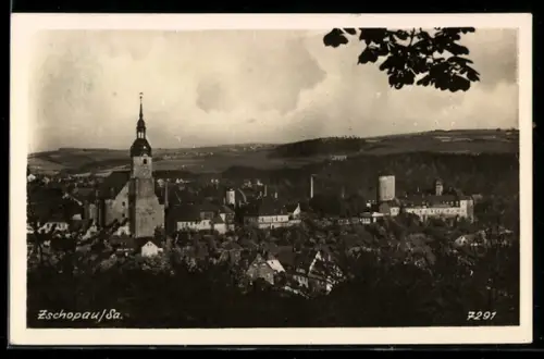 AK Zschopau /Sa., Teilansicht mit Kirche