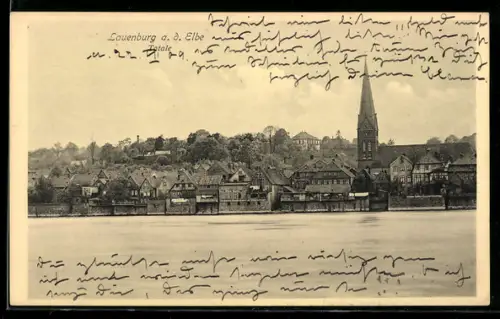 AK Lauenburg a. d. Elbe, Totalansicht mit Kirche