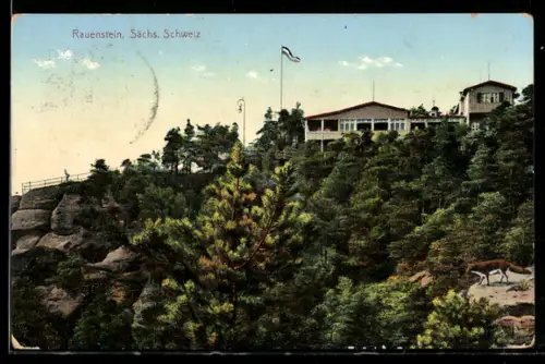 AK Rauenstein /Sächs. Schweiz, Blick zum Hotel