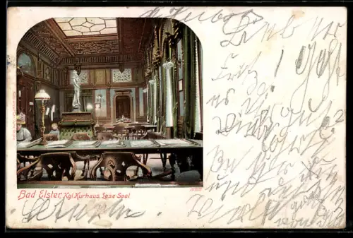 AK Bad Elster, Königliches Kurhaus, Lese-Saal, Innenansicht
