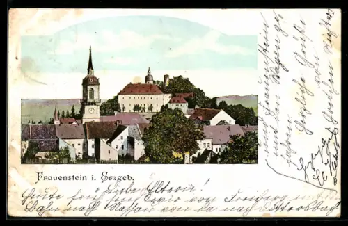 AK Frauenstein i. Erzgeb., Teilansicht mit Schloss