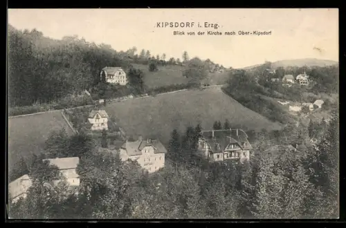AK Kipsdorf i. Erzg., Blick von der Kirche nach Ober-Kipsdorf