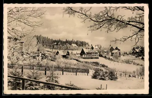AK Oberbärenburg, Ortspartie im Schnee