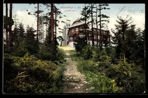 AK Auersberg i. Sa., Hotel mit Aussichtsturm