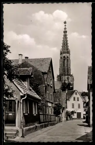 AK Bühl i. Baden, Wiedigstrasse mit Kirche
