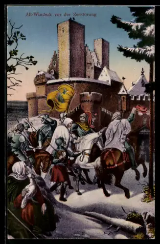 Künstler-AK Bühl i. Baden, Burg Alt-Windeck vor der Zerstörung