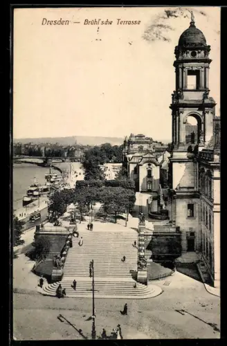 AK Dresden, Blick auf die Brühl`sche Terrasse