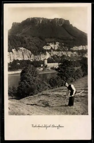 AK Königstein /Elbe, Naturfreundehaus, Elbepartie