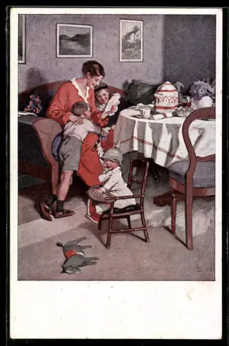 Künstler-AK Brynolf Wennerberg Nr. 9: Gute Nachrichten von der Front, Kriegspostkarte