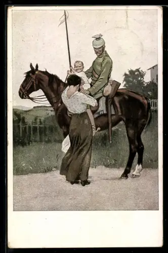 Künstler-AK Brynolf Wennerberg: Nr. 1, Abschied, Frau und Kind verabschieden den Soldaten