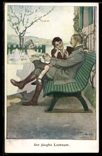 Künstler-AK Brynolf Wennerberg: Soldat in der Heimat mit Familie