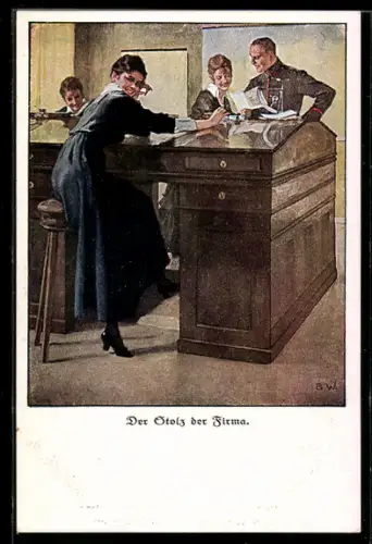 Künstler-AK Brynolf Wennerberg: Frauen am Kontortisch, der Stolz der Firma