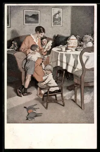 Künstler-AK Brynolf Wennerberg Nr. 9: Gute Nachrichten von der Front, Kriegspostkarte