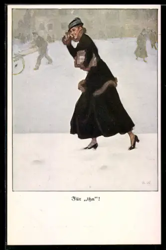 Künstler-AK Brynolf Wennerberg: für ihn, Frau mit einem Feldpostpaket