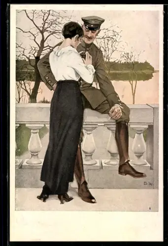 Künstler-AK Brynolf Wennerberg: Frau betrachtet das Eiserne Kreuz des Soldaten