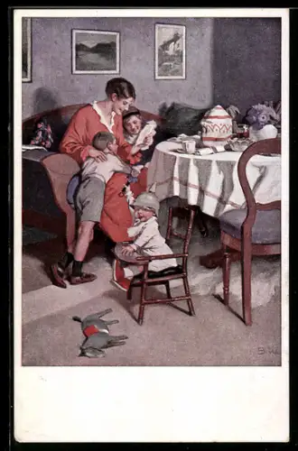 Künstler-AK Brynolf Wennerberg Nr. 9: Gute Nachrichten von der Front, Kriegspostkarte