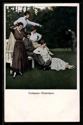 Künstler-AK Brynolf Wennerberg: Liebhaber-Aufnahme, Mädchen posieren für Fotograf