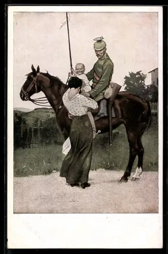 Künstler-AK Brynolf Wennerberg: Frau und Kind verabschieden den Soldaten