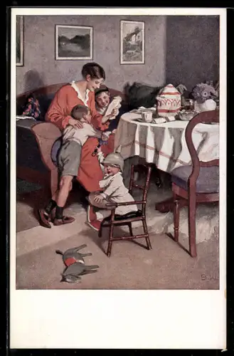 Künstler-AK Brynolf Wennerberg Nr. 9: Gute Nachrichten von der Front, Kriegspostkarte