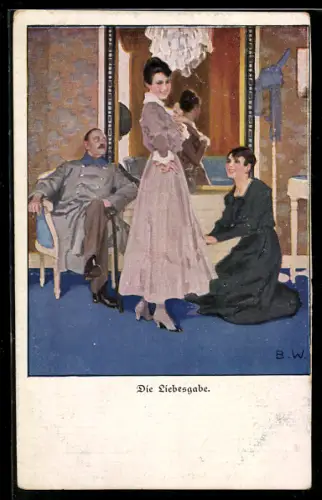 Künstler-AK Brynolf Wennerberg: Die Liebesgabe, Dame mit neuem Kleid