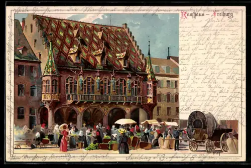 Künstler-AK Heinrich Kley: Freiburg, Markt am Kaufhaus