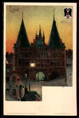 Künstler-AK Heinrich Kley: Lübeck, Ortsansicht