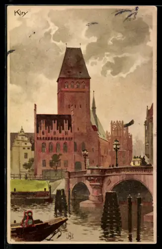Künstler-AK Heinrich Kley: Berlin, Märkisches Museum über die Spree gesehen