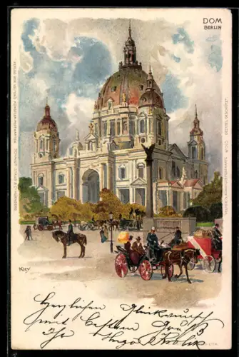 Künstler-AK Heinrich Kley: Berlin, Dom, Pferdekutschen
