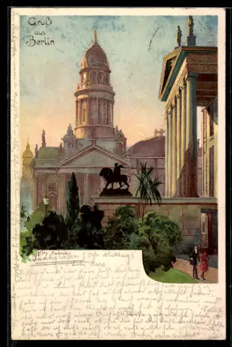 Künstler-AK Heinrich Kley: Berlin, Partie an der Nationalgalerie