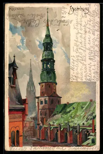 Künstler-AK Heinrich Kley: Hamburg, Kirche St. Katharinen