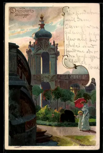 Künstler-AK Heinrich Kley: Dresden, Zwinger