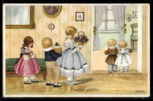 Künstler-AK Pauli Ebner: Kinder bereiten das Geburtstagsfest vor
