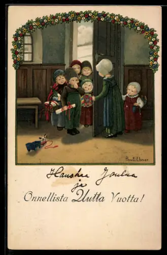 Künstler-AK Pauli Ebner: Kinder feiern zusammen das neue Jahr