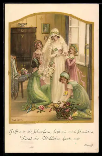 Künstler-AK Pauli Ebner: Helft mir, ihr Schwestern..., Braut